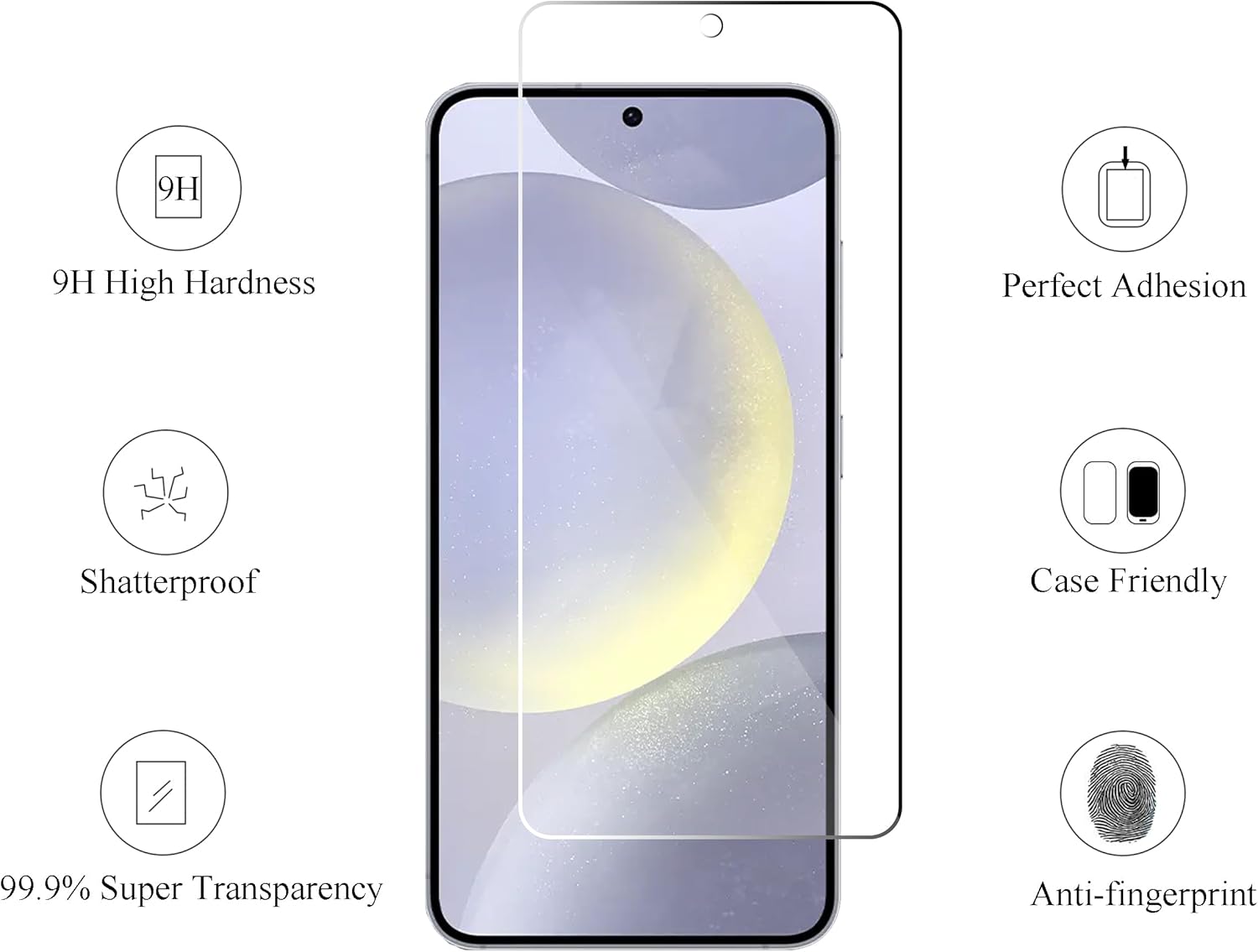 Ailun Screen Protector for Galaxy S24+ / S24 Plus [6.7 Inch] 3Pack + 3Pack Camera Lens Tempered Glass Fingerprint Unlock 0.25mm Anti-Scratch Case Friendly Clear - HD