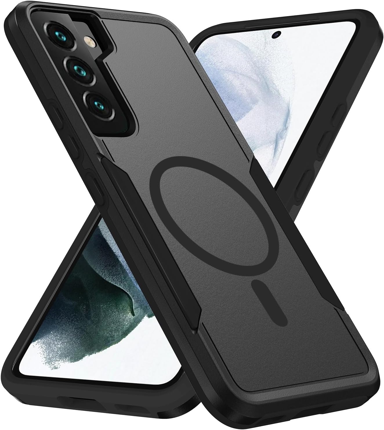 for Samsung Galaxy S22 Case,[Compatible with Magsafe] [Military Grade Drop Tested] Dual Layer Shockproof Magnetic Tough Rugged Protective Phone Case -6.1 inch (Black)