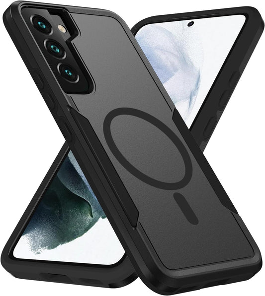 for Samsung Galaxy S22 Case,[Compatible with Magsafe] [Military Grade Drop Tested] Dual Layer Shockproof Magnetic Tough Rugged Protective Phone Case -6.1 inch (Black)