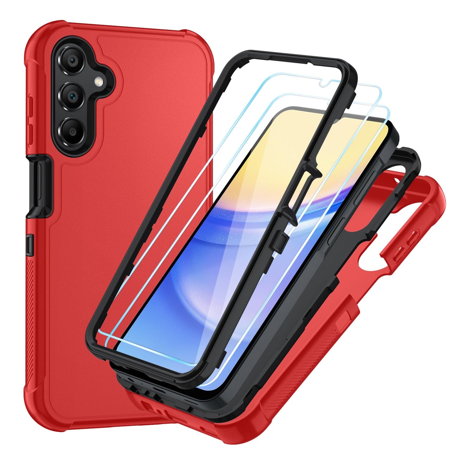 Case for Galaxy A25 5G Case, Samsung Galaxy A25 5G Case with HD Screen Protector [3 Layer] Military-Grade Heavy-Duty Shockproof Protective Phone Case for Samsung A25 5G,Black/Black