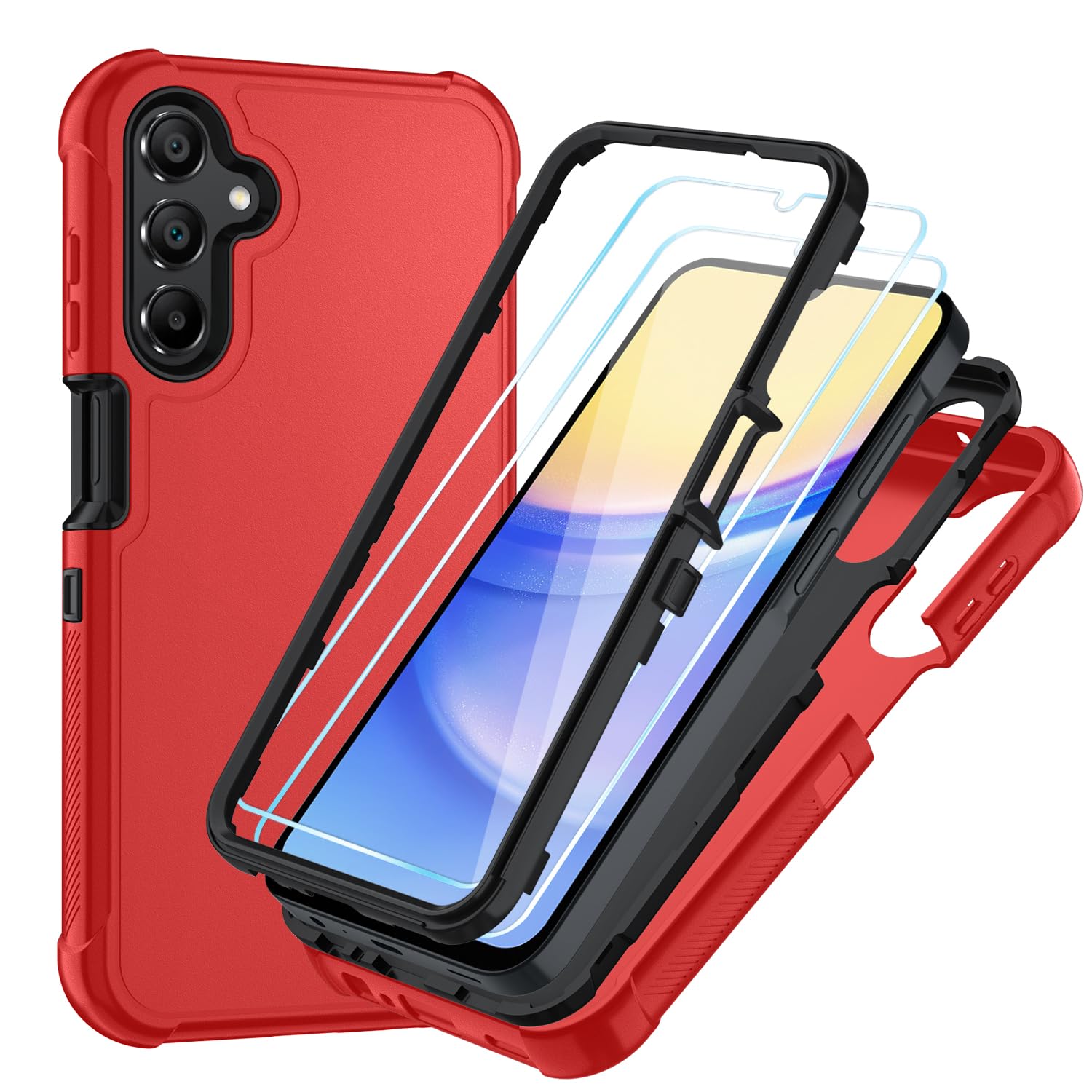 Case for Galaxy A25 5G Case, Samsung Galaxy A25 5G Case with HD Screen Protector [3 Layer] Military-Grade Heavy-Duty Shockproof Protective Phone Case for Samsung A25 5G,Black/Black