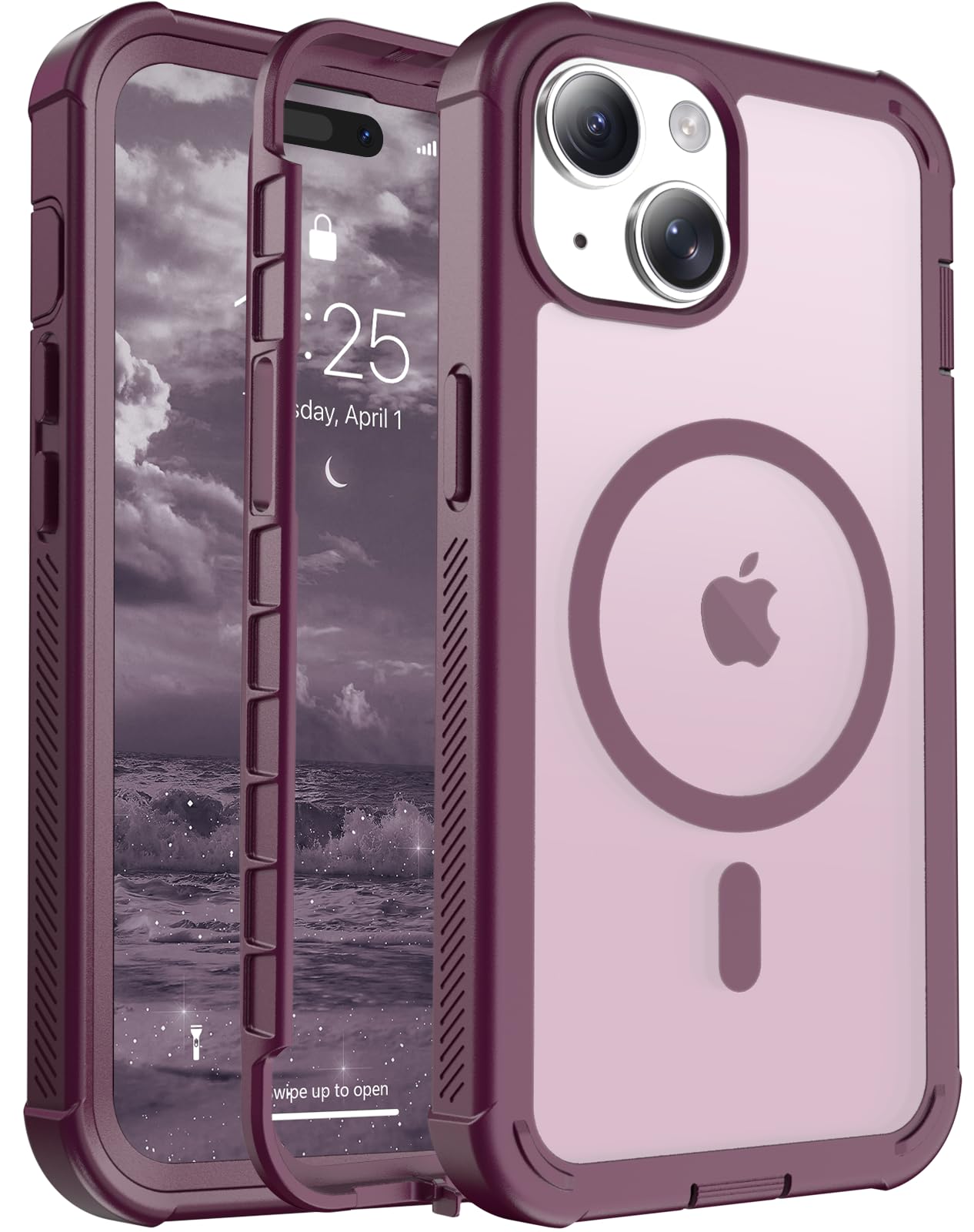 Magnetic for iPhone 17 Case, [Compatible with MagSafe][Military Grade Drop Protection][Heavy Duty Protection][Non-Slip][Shockproof] 2-Layer Durable Bumper Phone Case 6.3''-Black