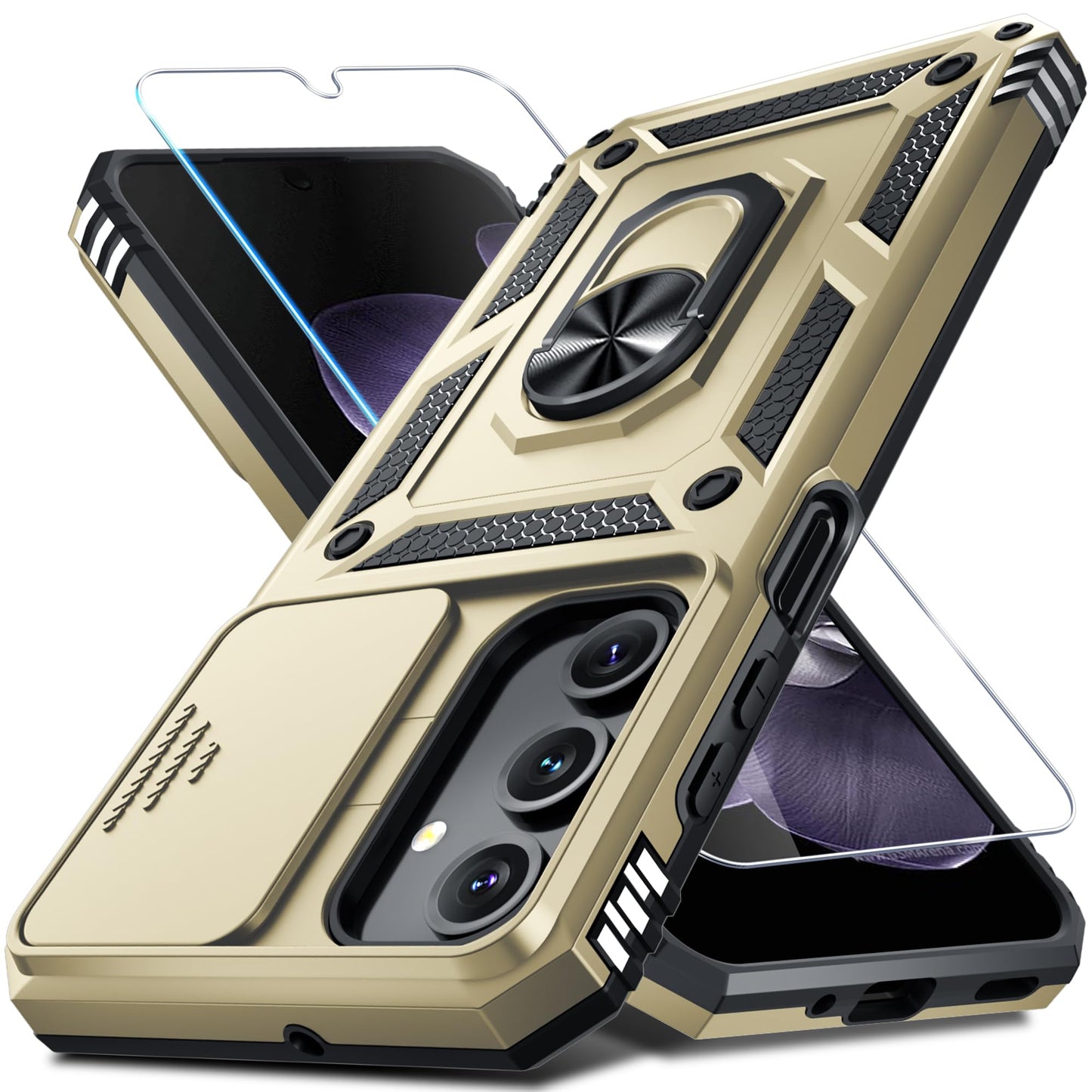 for Samsung Galaxy A37/A36 Case Built in Slide Camera Cover,Black
