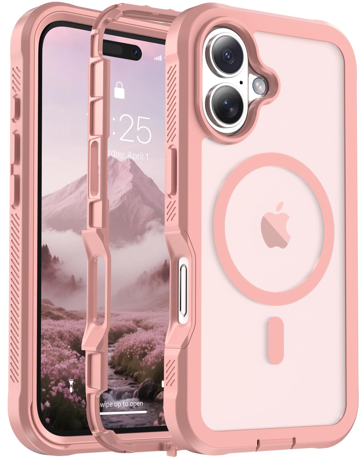Magnetic for iPhone 17 Case, [Compatible with MagSafe][Military Grade Drop Protection][Heavy Duty Protection][Non-Slip][Shockproof] 2-Layer Durable Bumper Phone Case 6.3''-Black