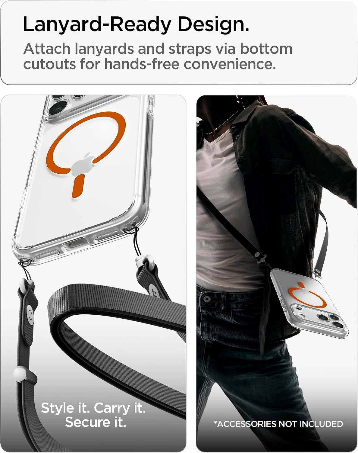 Spigen for iPhone 18 Pro Max Case, for iPhone 17 Pro Max Case, Clear Orange