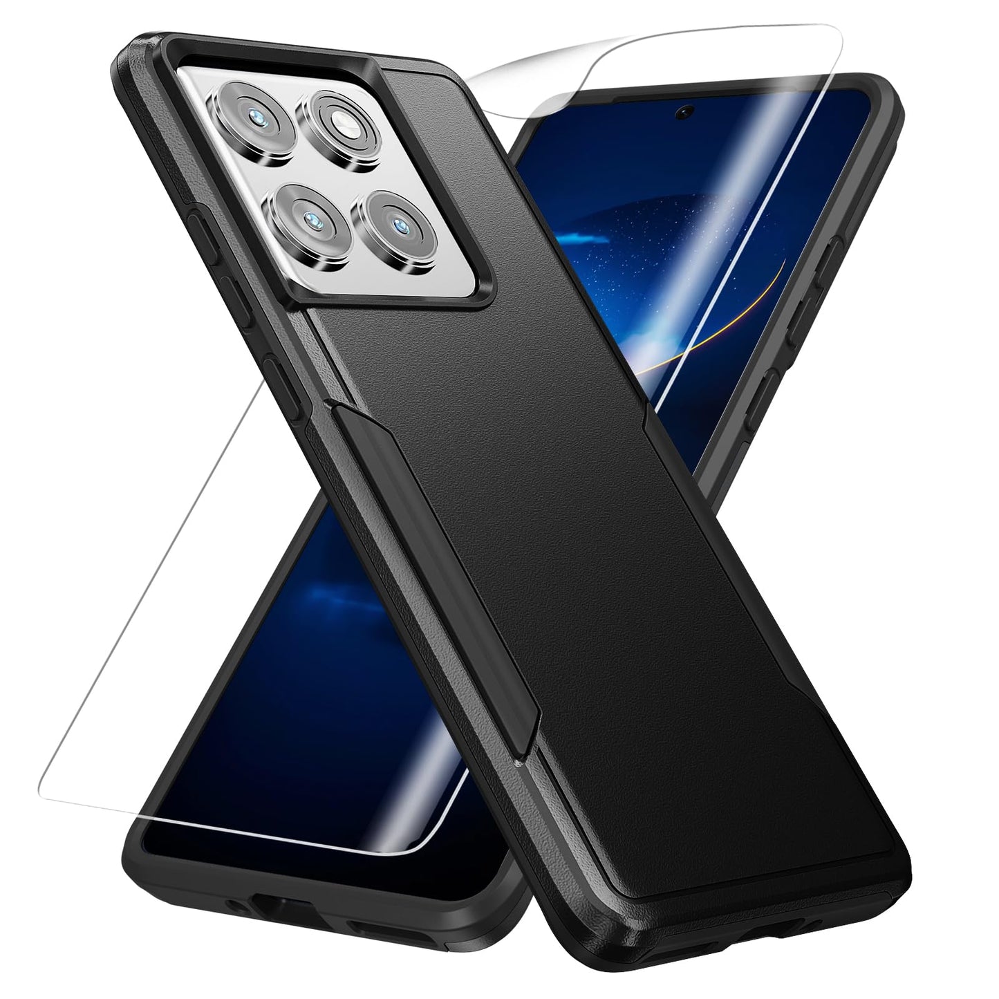 for Motorola Edge 2024 Case, with HD Screen Protector [Military Grade Drop Tested] Heavy-Duty Tough Rugged Shockproof Protective Case for Moto Edge 2024, Black