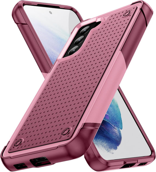 Designed for Samsung Galaxy S21 Plus Case S21+ Case Gift Militay Grade Drop Protective Rugged Heavy Duty Cover Shockproof Case for Galaxy S21 Plus Phone Case for women men boy girl (Pink+Rose Red)
