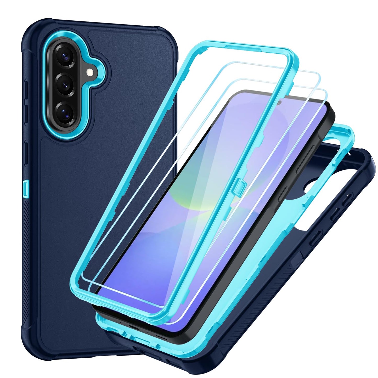 Case for Galaxy A25 5G Case, Samsung Galaxy A25 5G Case with HD Screen Protector [3 Layer] Military-Grade Heavy-Duty Shockproof Protective Phone Case for Samsung A25 5G,Black/Black