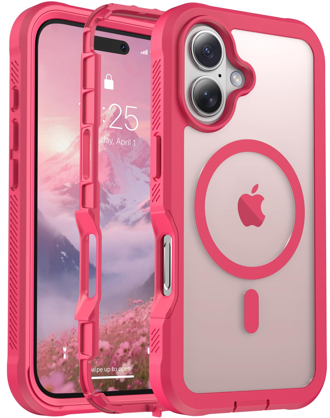 Magnetic for iPhone 17 Case, [Compatible with MagSafe][Military Grade Drop Protection][Heavy Duty Protection][Non-Slip][Shockproof] 2-Layer Durable Bumper Phone Case 6.3''-Black