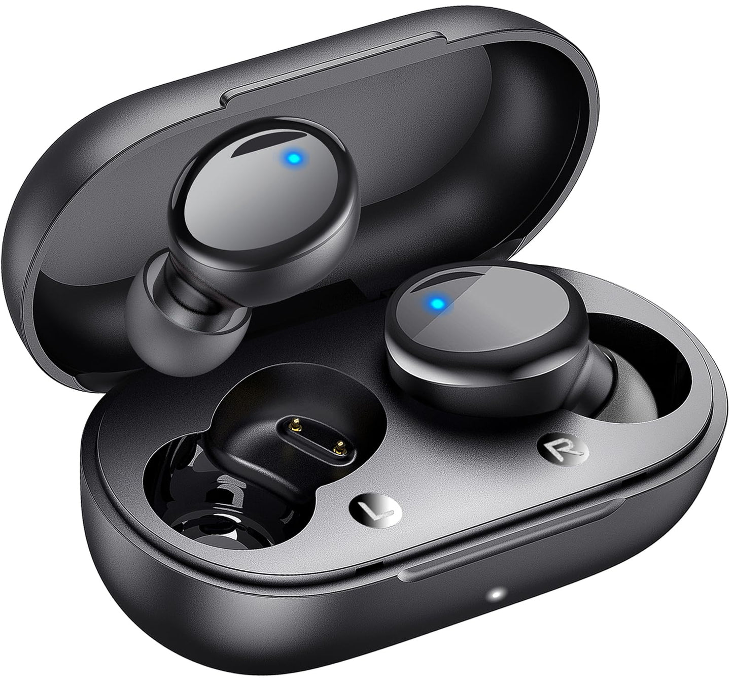 Lanteso True Wireless Bluetooth 5.4 Earbuds, 48H Playtime, Light Weight in Ear Headphones with Built in Mic, Premium Sound with Deep Bass, Clear Calls for Sports Workout, Black