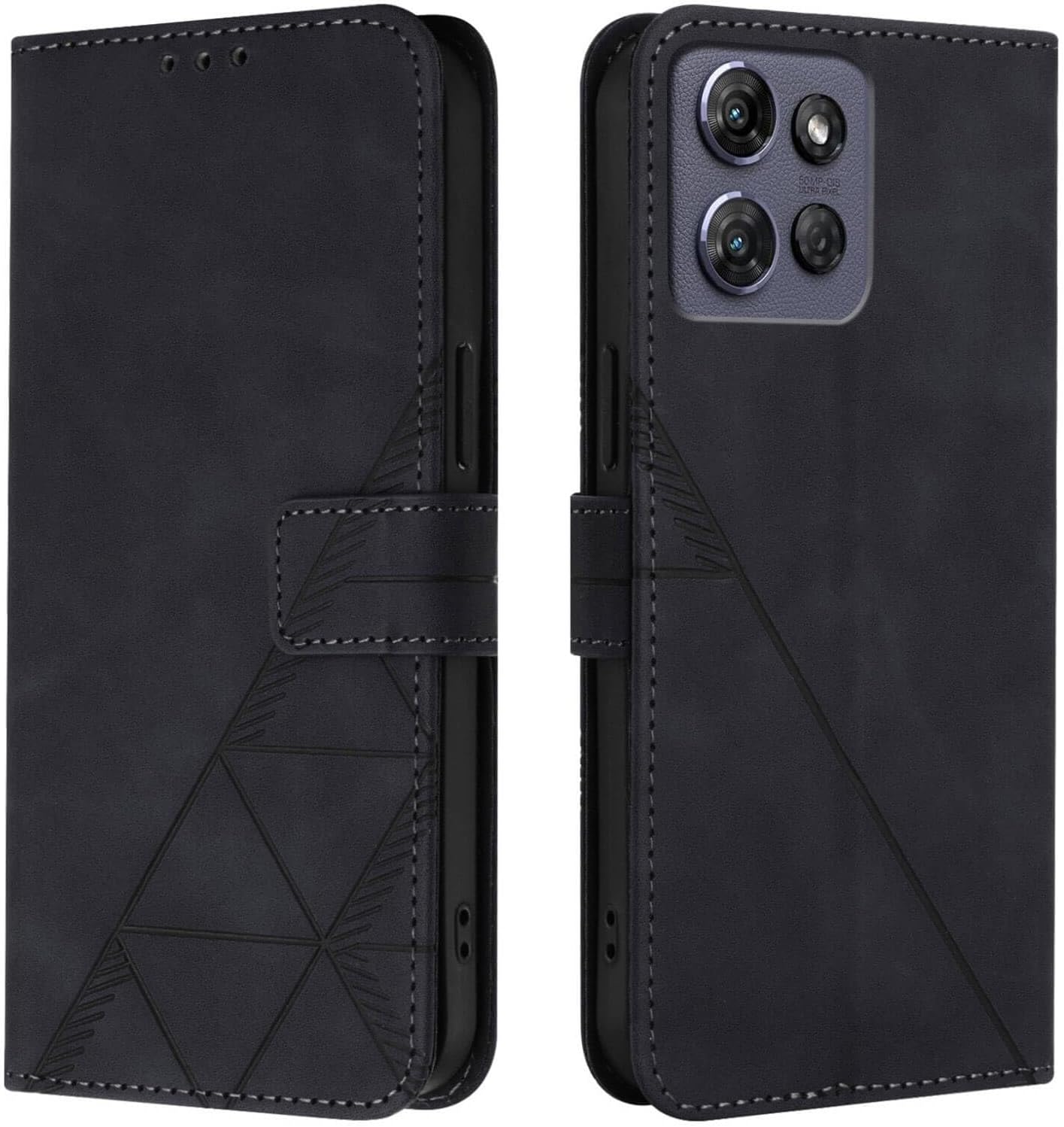 for Moto G Power 2025 Case Wallet, Card Holder Slots, Wrist Strap, TPU Interior Phone Protective, Stand PU Leather Folio Flip Cases Cover for Moto G Power - 2025 (Black)