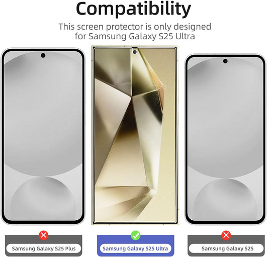NEW'C 3 Pack Designed for Samsung Galaxy S25 Ultra Screen Protector Tempered Glass, Bubble Free, Ultra Resistant