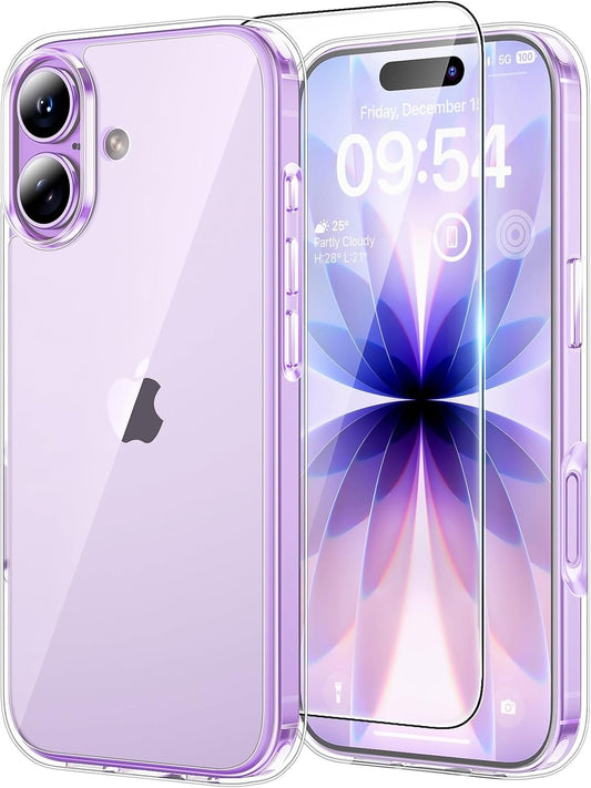 TAURI for iPhone 17 Case, Anti-Yellowing with Screen Protector, Military-Grade Protection Shockproof Slim Phone Case for iPhone 17, Clear