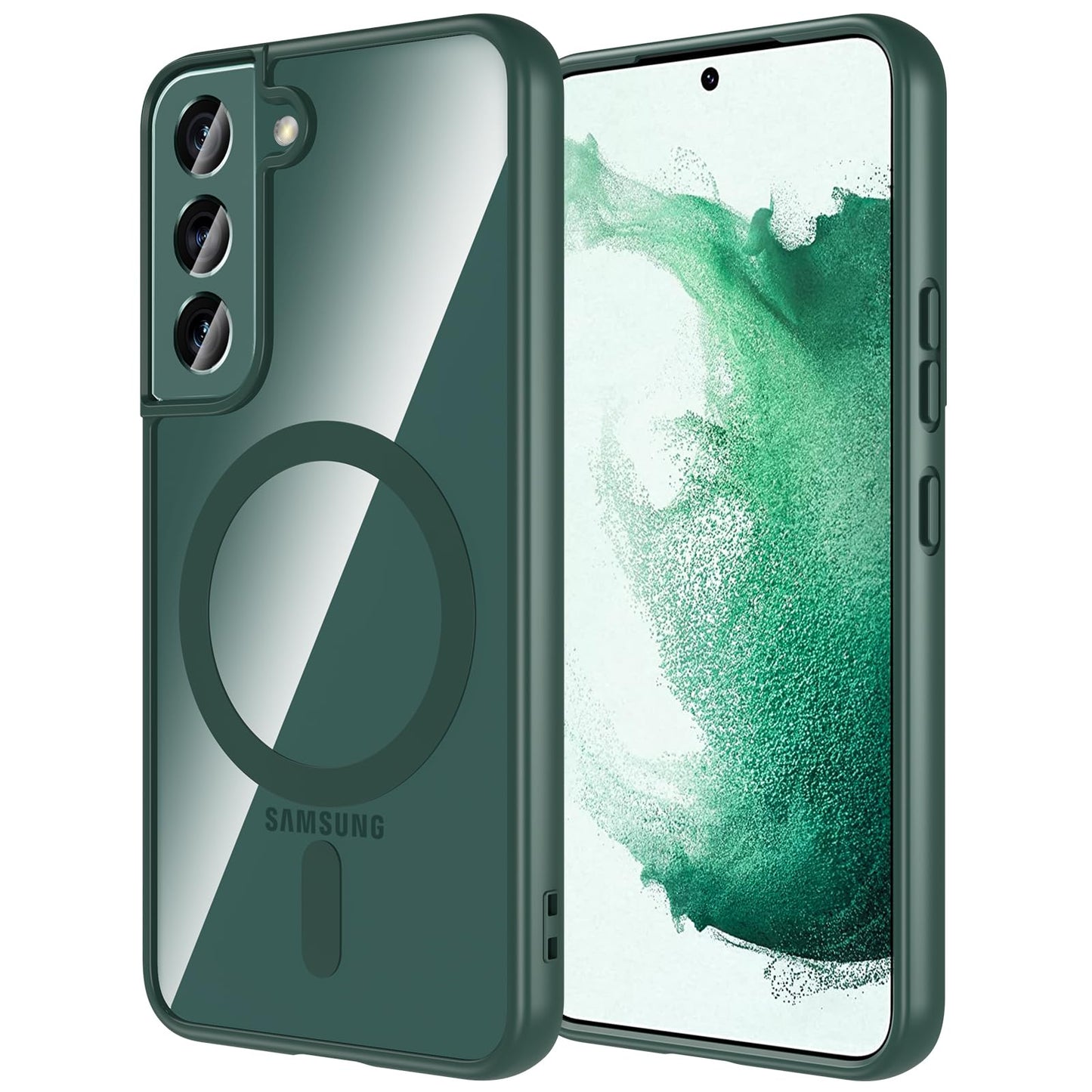 Hensinple for Samsung Galaxy S22 Ultra Case Magnetic, Galaxy S22 Ultra Phone Case [Compatible with Magsafe] Wireless Charging Translucent Back Cover Case 6.8 Inch,Black