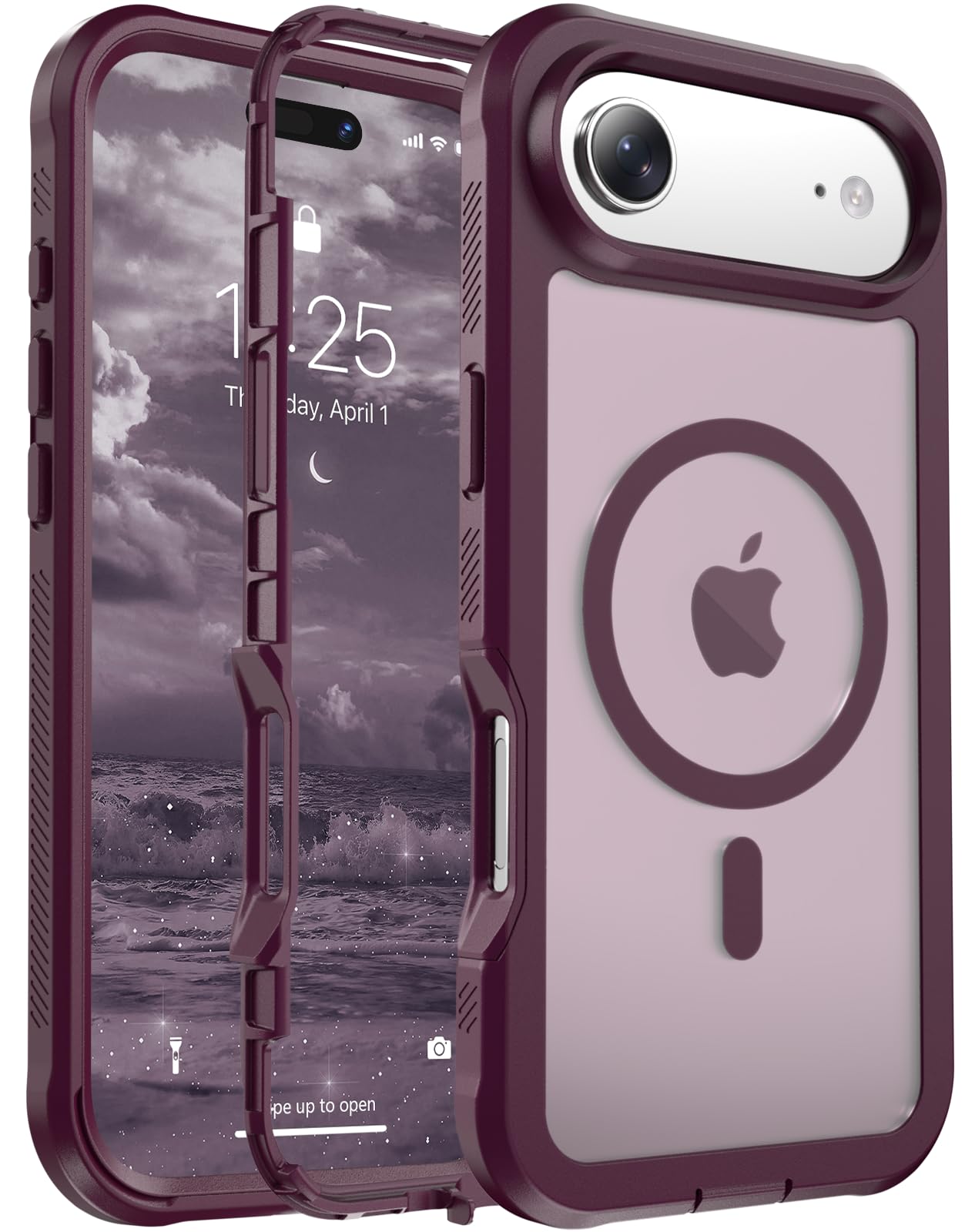 Magnetic for iPhone 17 Case, [Compatible with MagSafe][Military Grade Drop Protection][Heavy Duty Protection][Non-Slip][Shockproof] 2-Layer Durable Bumper Phone Case 6.3''-Black