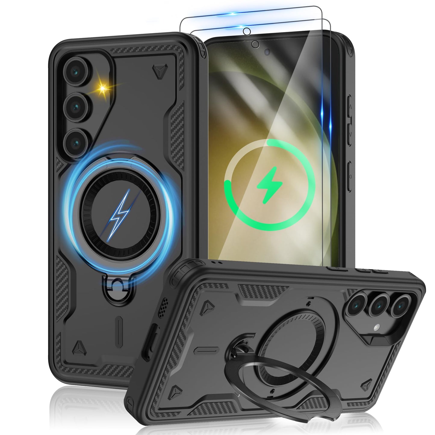for Samsung Galaxy-S23-Ultra-Case with Magsafe & [HD Screen Protector×2][Anti-Fingerprint], 360° Metal Rotated Kickstand,Military Grade Shockproof Protective for Galaxy S23 Ultra Case,Light Blue