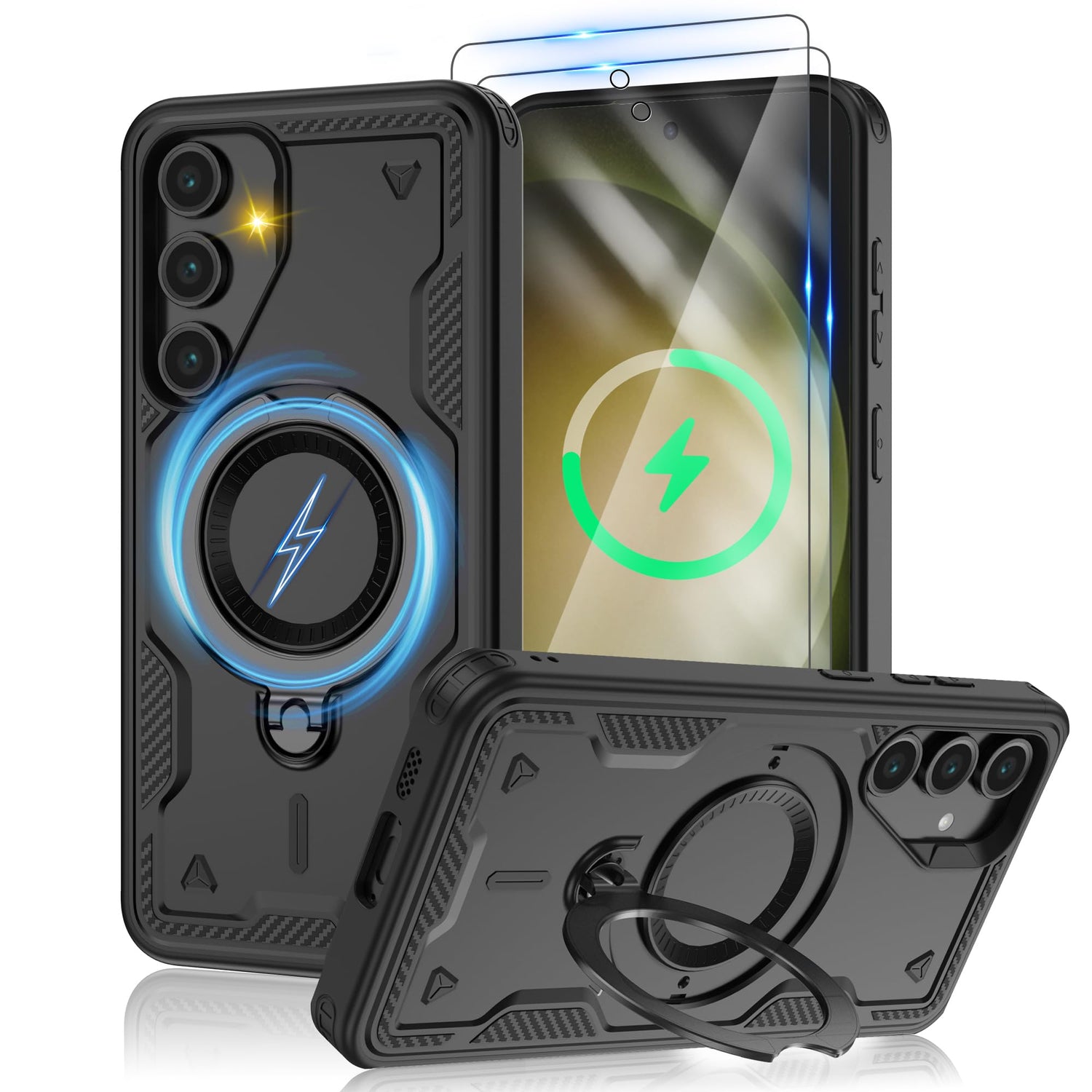 for Samsung Galaxy-S23-Ultra-Case with Magsafe & [HD Screen Protector×2][Anti-Fingerprint], 360° Metal Rotated Kickstand,Military Grade Shockproof Protective for Galaxy S23 Ultra Case,Light Blue