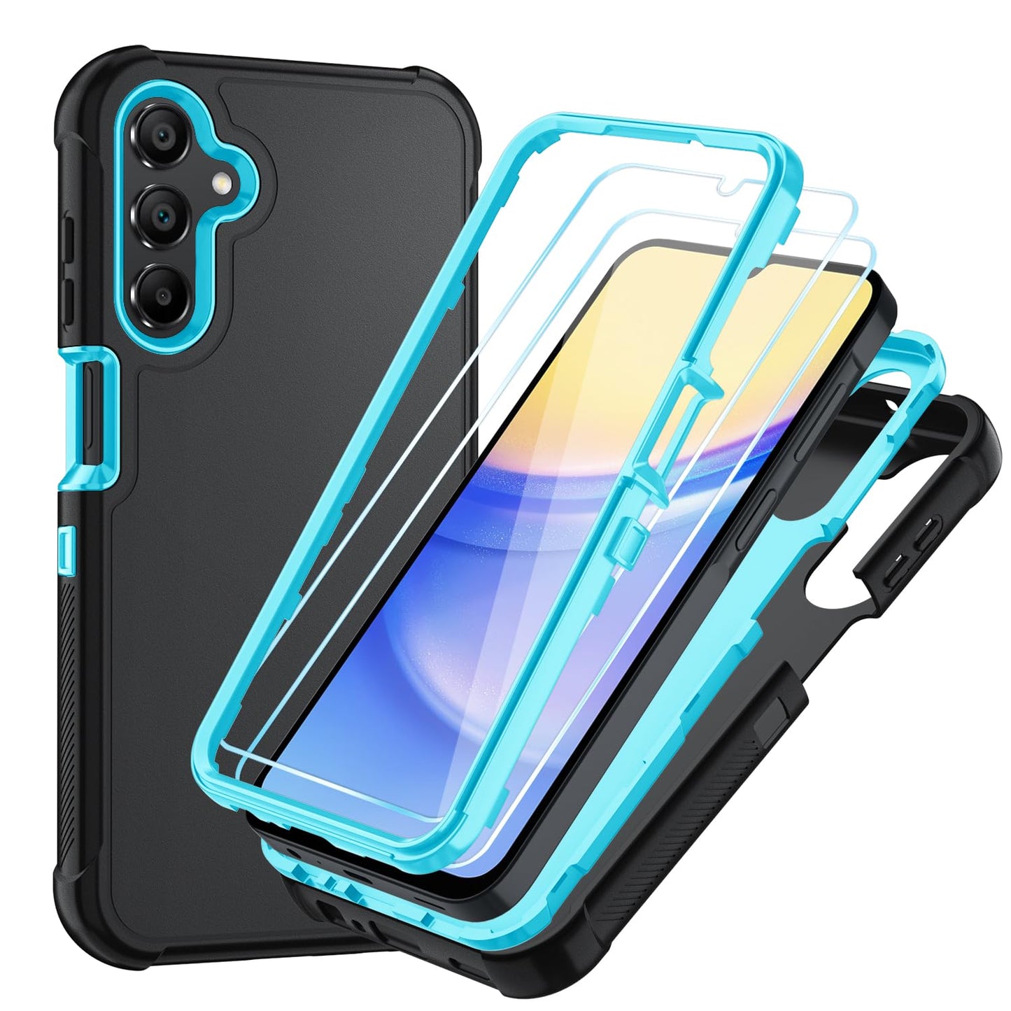 Case for Galaxy A25 5G Case, Samsung Galaxy A25 5G Case with HD Screen Protector [3 Layer] Military-Grade Heavy-Duty Shockproof Protective Phone Case for Samsung A25 5G,Black/Black