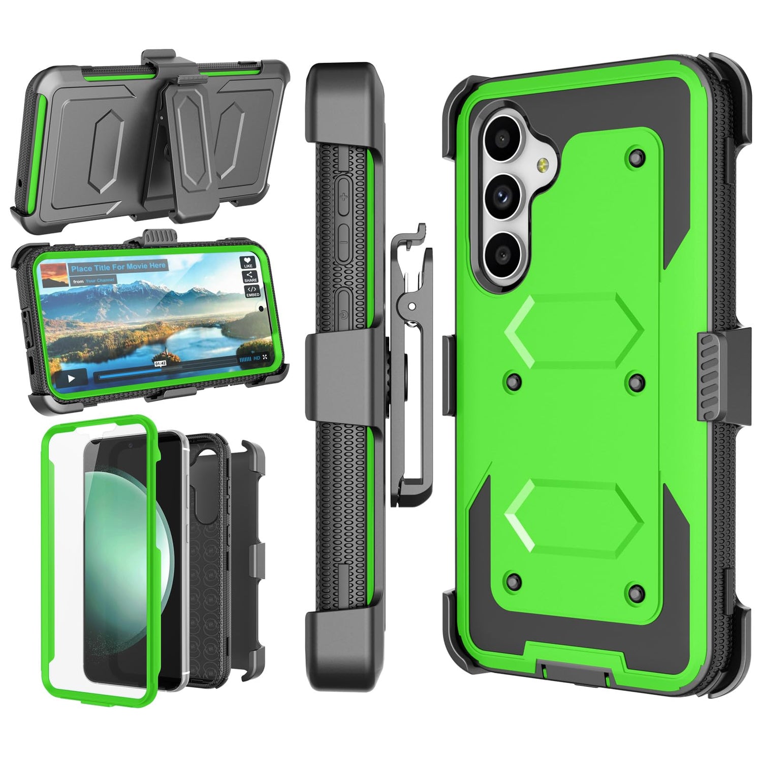 Njjex Rugged Case for Samsung Galaxy S23 FE 5G, for Galaxy S23 FE 5G Case Phone Holster, [Nbeck] Heavy Duty Built-in Screen Protector Swivel Holster Belt Clip Kickstand Hard Shell Cover [Black]