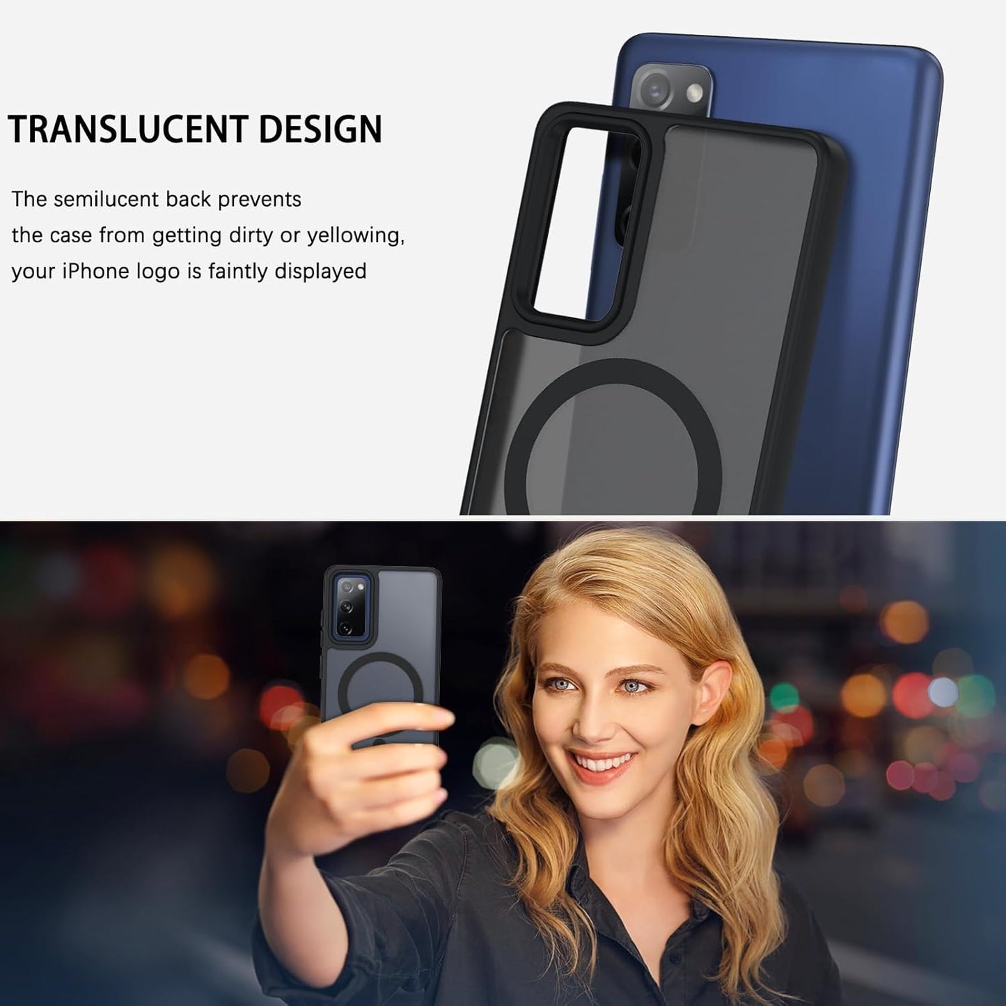 DUEDUE for Samsung Galaxy S20 FE Case Magnetic[Compatible with Magsafe], Translucent Matte Back Full Body Protective Cover Anti-Scratch Shockproof Phone Case for Samsung S20 FE 4G/5G, Black