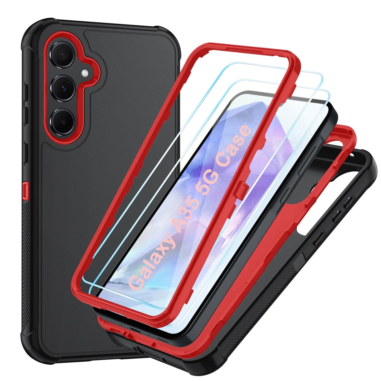 Case for Galaxy A25 5G Case, Samsung Galaxy A25 5G Case with HD Screen Protector [3 Layer] Military-Grade Heavy-Duty Shockproof Protective Phone Case for Samsung A25 5G,Black/Black