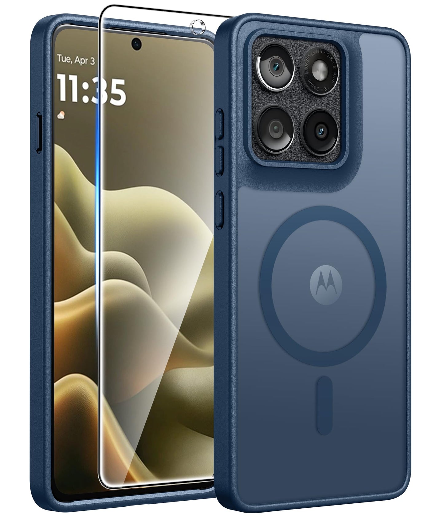 FNTCASE for Motorola Edge 2026 Magnetic Case: [Compatible with Magsafe] Translucent Matte Cases with [Screen Protector] Military Grade Shockproof Protective Phone Cover(6.5 inch/Black)