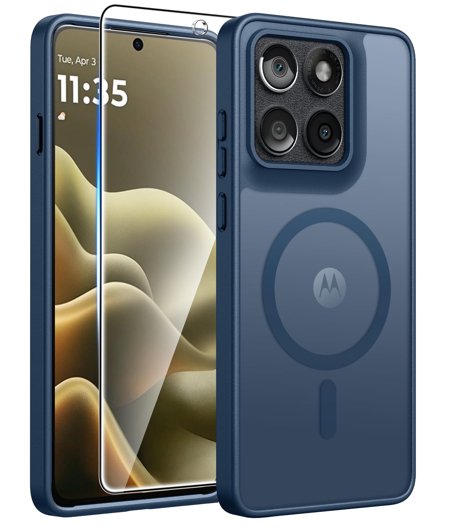 FNTCASE for Motorola Edge 2026 Magnetic Case: [Compatible with Magsafe] Translucent Matte Cases with [Screen Protector] Military Grade Shockproof Protective Phone Cover(6.5 inch/Black)
