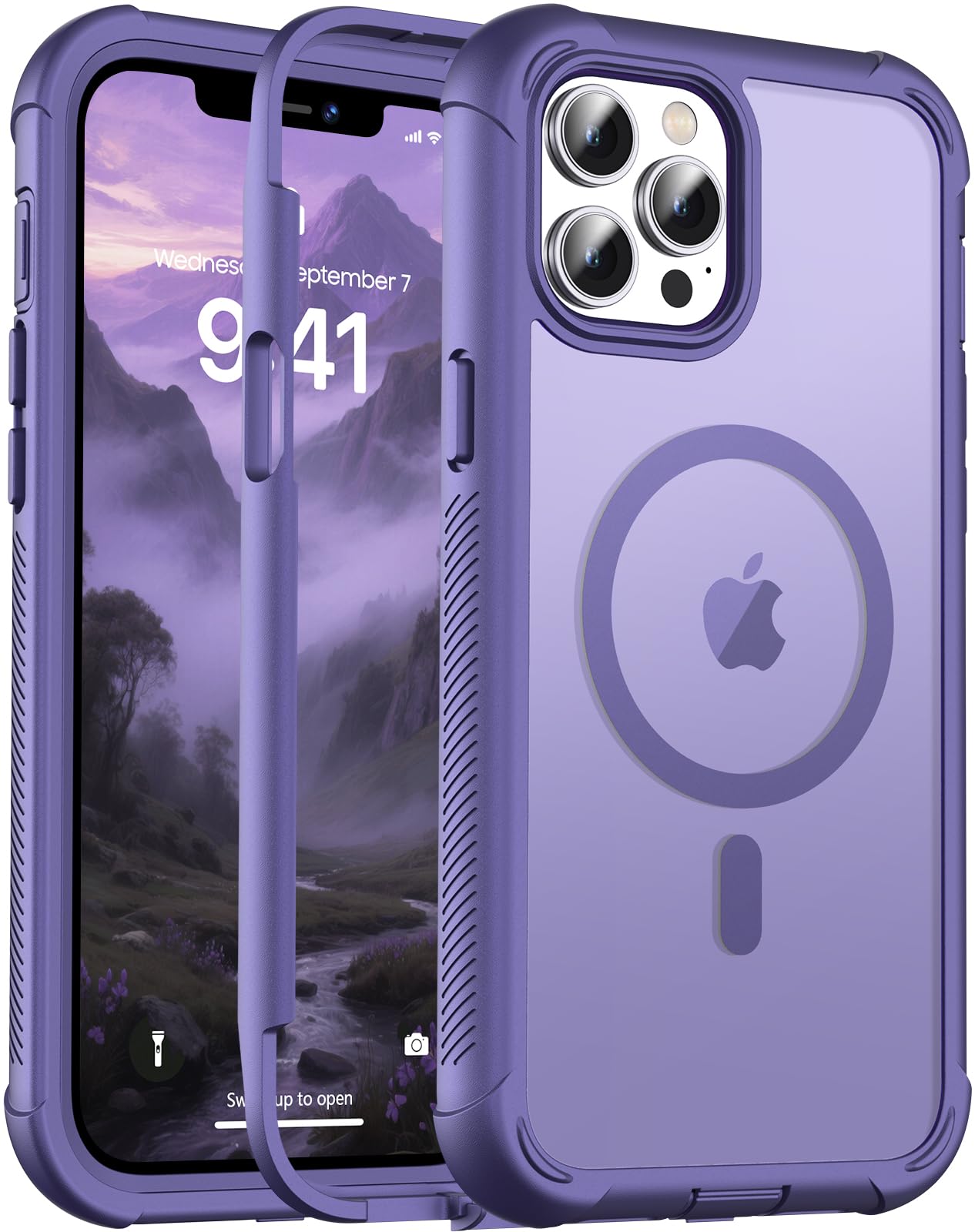 Magnetic for iPhone 17 Case, [Compatible with MagSafe][Military Grade Drop Protection][Heavy Duty Protection][Non-Slip][Shockproof] 2-Layer Durable Bumper Phone Case 6.3''-Black