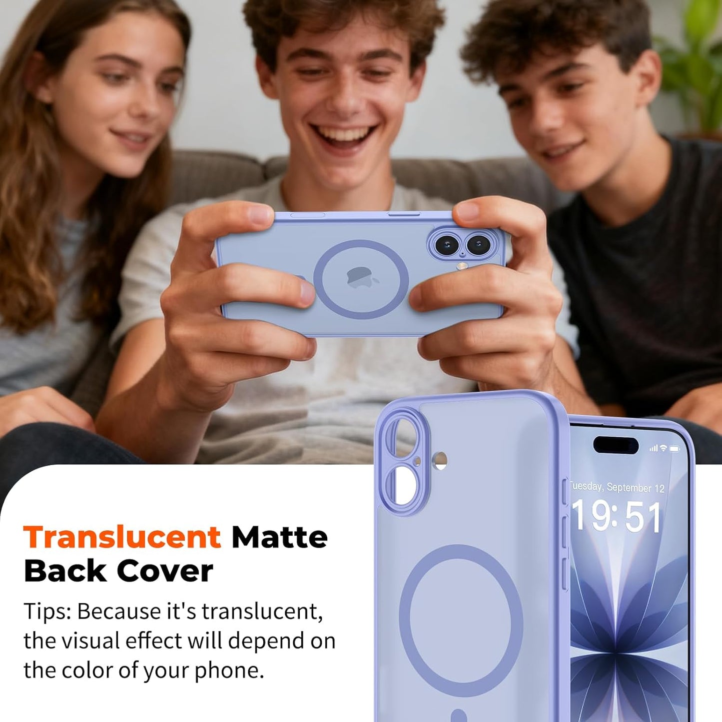 Magnetic for iPhone 17 Case, Upgraded [Camera Control Button] [Full Camera Protection] [with 1 Screen Protector] Translucent Matte Shockproof Protective Phone Cover, Mist Blue