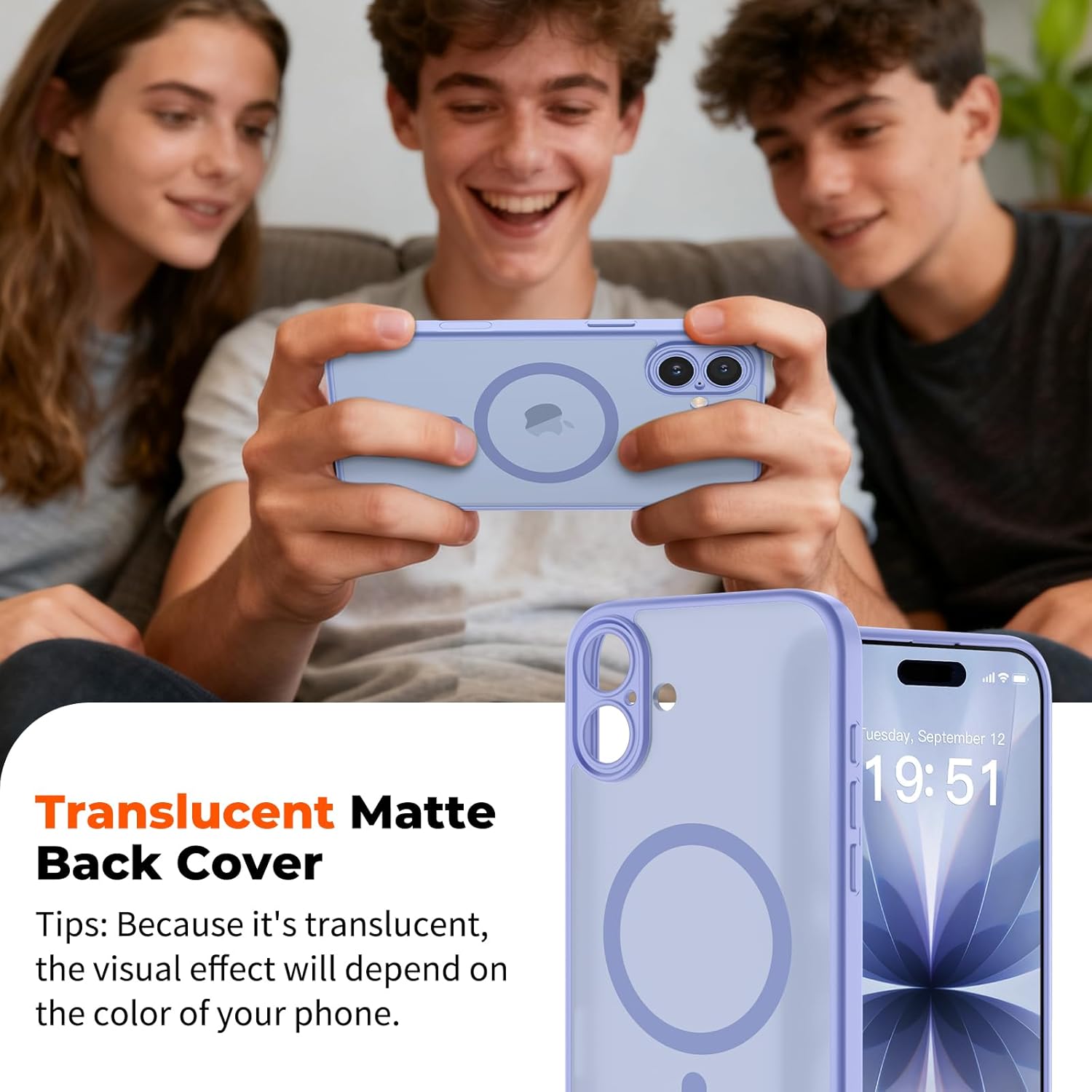 Magnetic for iPhone 17 Case, Upgraded [Camera Control Button] [Full Camera Protection] [with 1 Screen Protector] Translucent Matte Shockproof Protective Phone Cover, Mist Blue