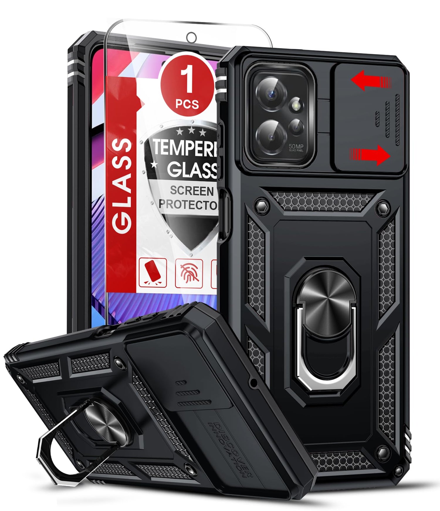 LeYi for Motorola Moto G Stylus 2025-Case: 【𝐍𝐨𝐭 𝐅𝐢𝐭 𝐌𝐨𝐭𝐨 𝐆 𝟐𝟎𝟐𝟓】Moto G Stylus 2026 Case 5G, Slide Camera Cover Screen Protector, Tough Armor Android Unlocked Phone Magnetic Stand, Black