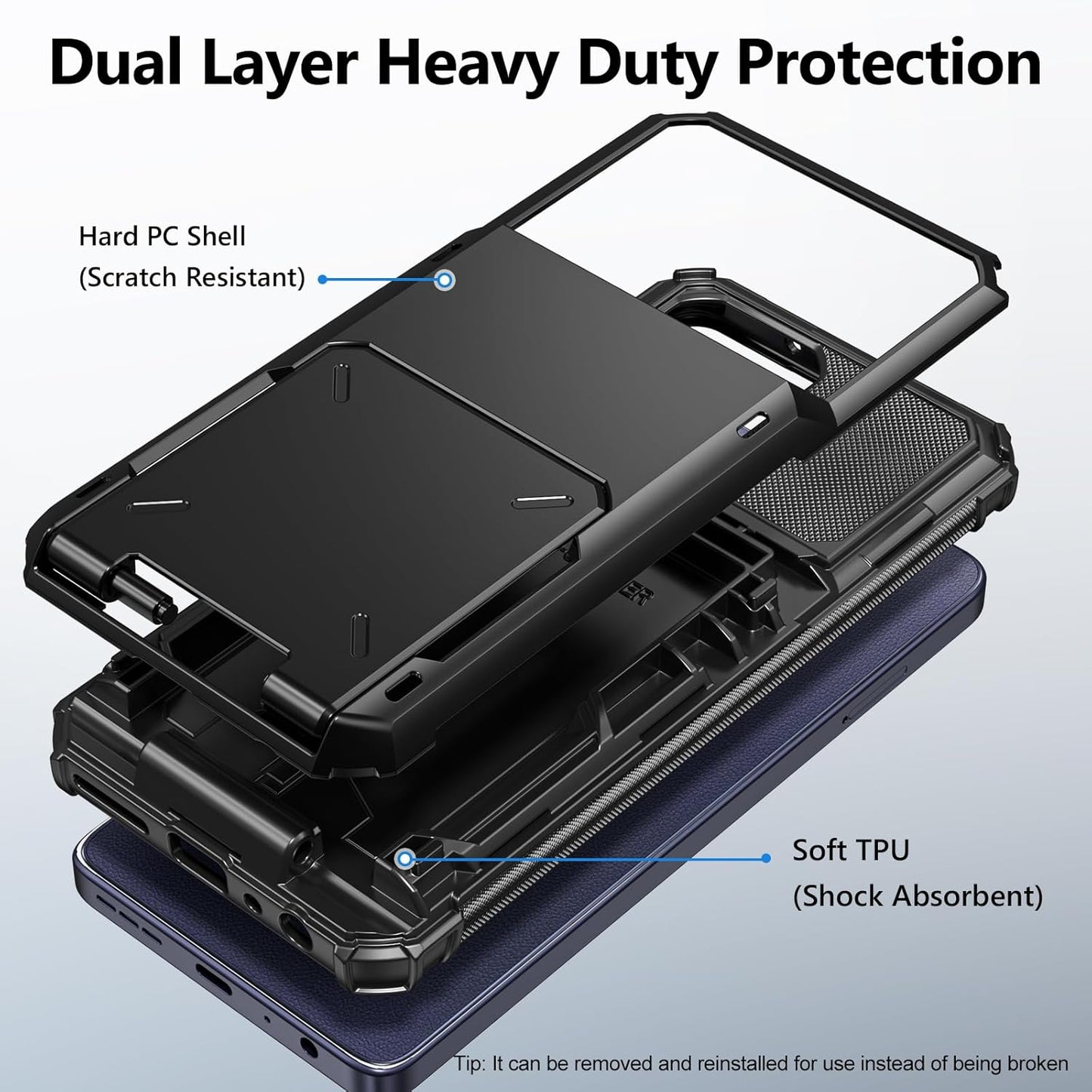 Vofolen for Moto G Power 2025/2026 Case Wallet with Card Holder Dual Layer Heavy Duty Shockproof Protective Hidden Flip 4-Card Slots Phone Cover for Motorola Moto G Power 5G 2025/2026 Women Men Black