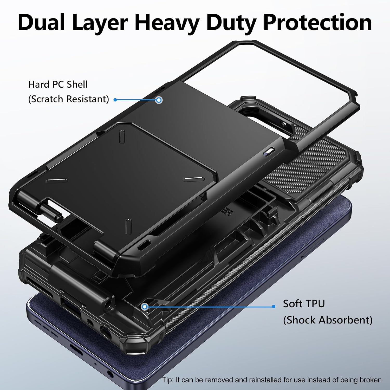 Vofolen for Moto G Power 2025/2026 Case Wallet with Card Holder Dual Layer Heavy Duty Shockproof Protective Hidden Flip 4-Card Slots Phone Cover for Motorola Moto G Power 5G 2025/2026 Women Men Black