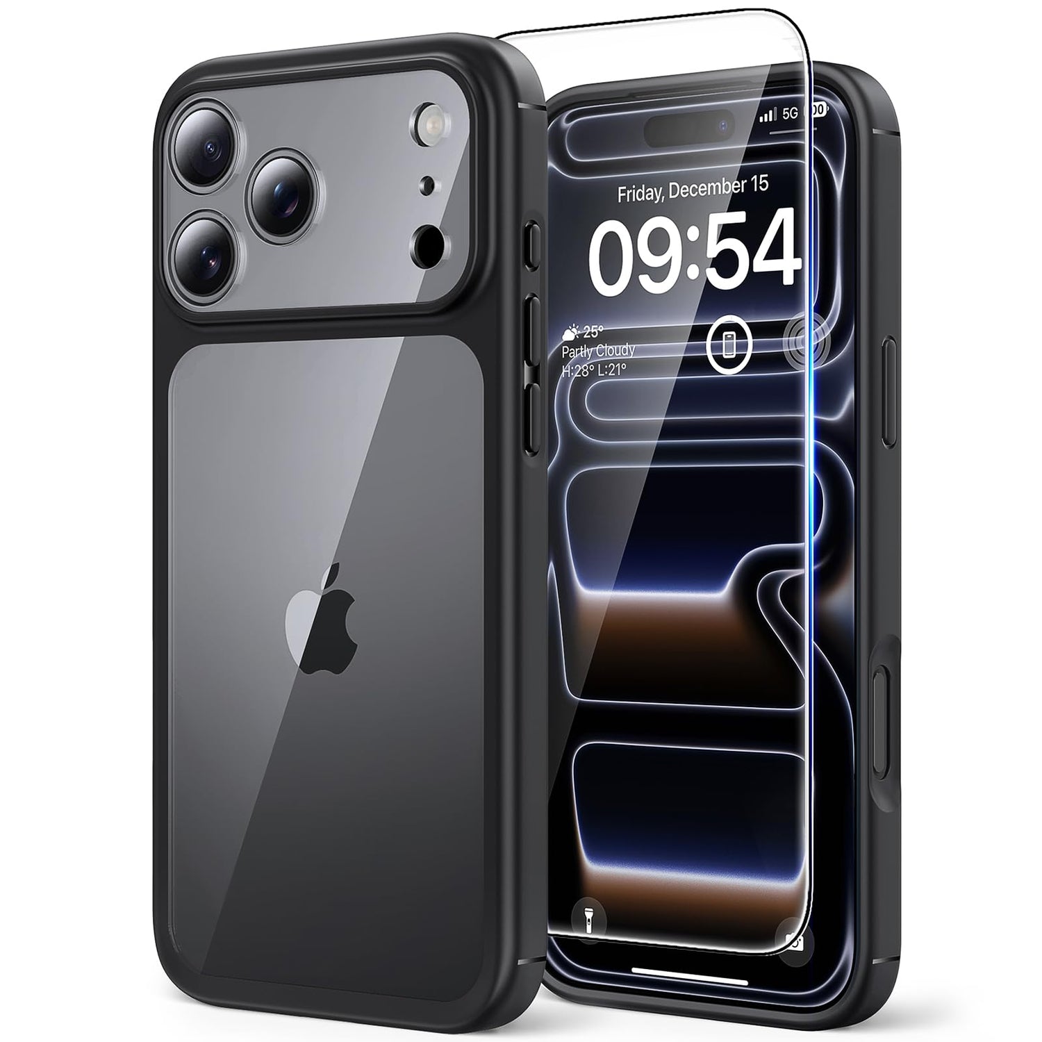 TAURI for iPhone 17 Case, Anti-Yellowing with Screen Protector, Military-Grade Protection Shockproof Slim Phone Case for iPhone 17, Clear