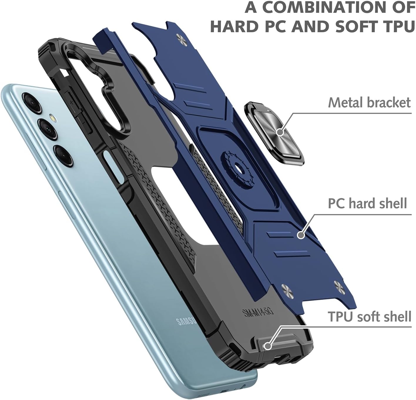 Dionsibei Galaxy A25 5G Case Military Grade Built-in Kickstand Case with Stand Holster Armor Heavy Duty Shockproof Cover Protective Case for Samsung Galaxy A25 5G Phone Case for Men Women (Blue)