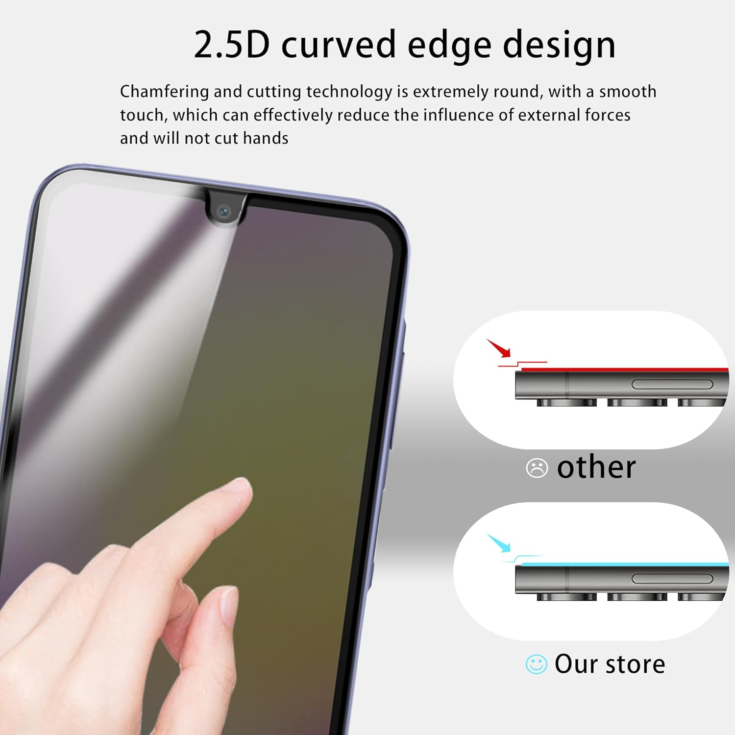 3Pack Privacy Screen Protector For Samsung Galaxy A25 5G Anti Spy Private Tempered Glass Film