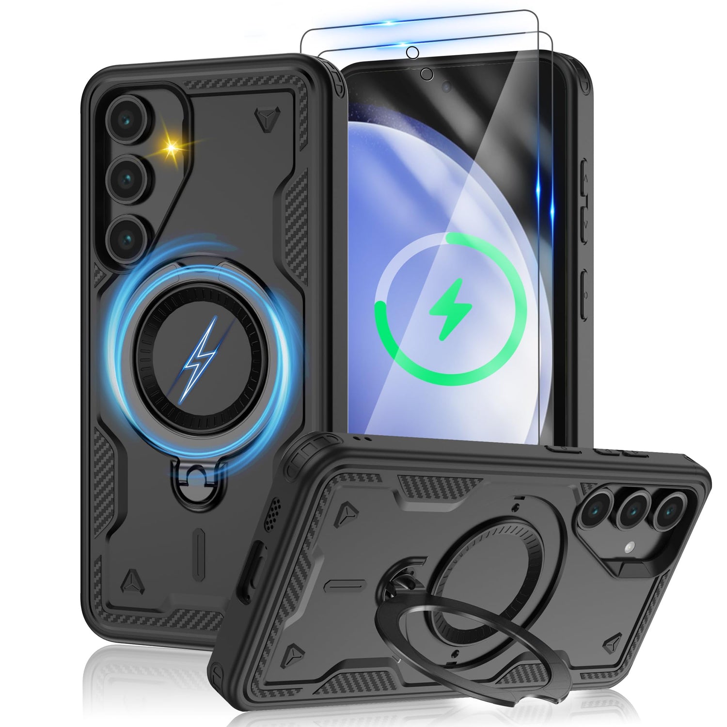 for Samsung Galaxy-S23-Ultra-Case with Magsafe & [HD Screen Protector×2][Anti-Fingerprint], 360° Metal Rotated Kickstand,Military Grade Shockproof Protective for Galaxy S23 Ultra Case,Light Blue