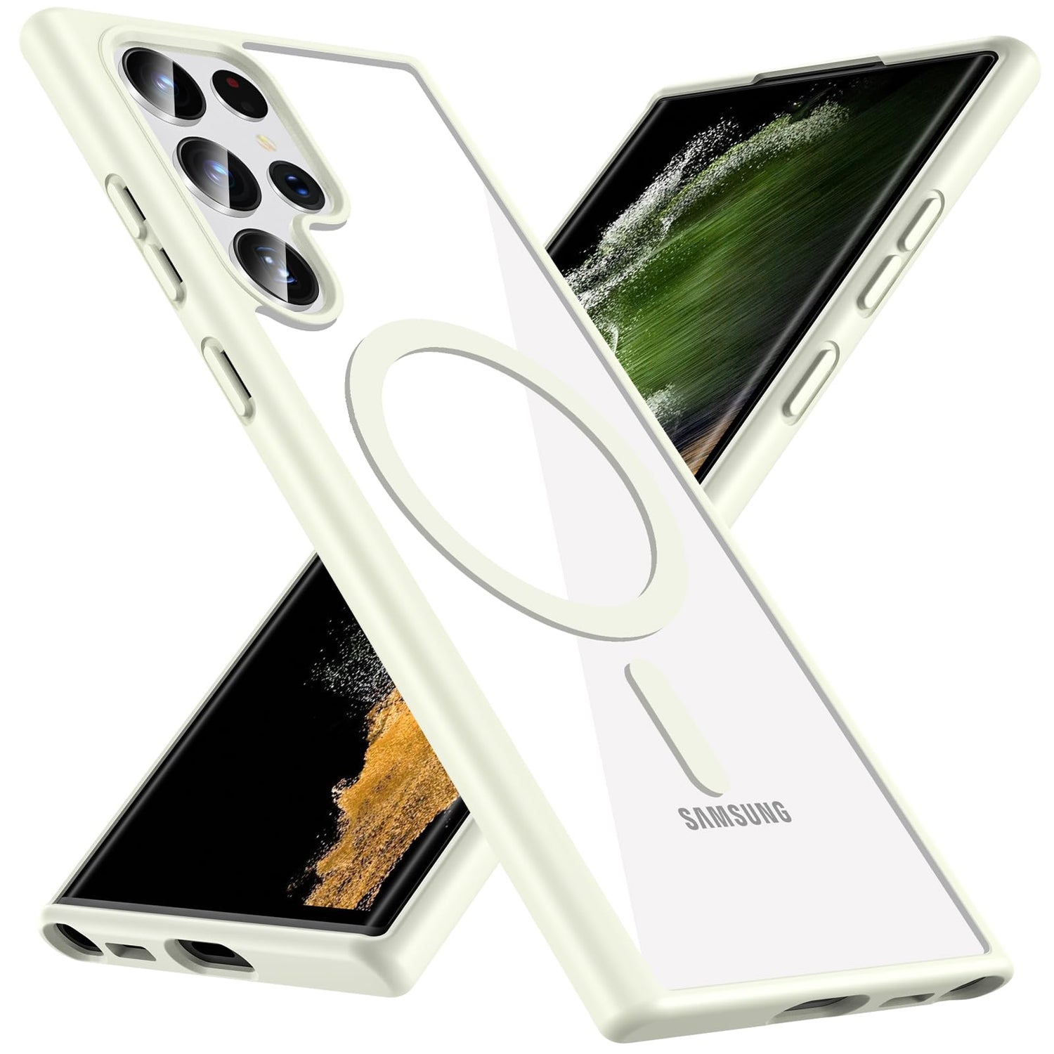 Hensinple for Samsung Galaxy S22 Ultra Case Magnetic, Galaxy S22 Ultra Phone Case [Compatible with Magsafe] Wireless Charging Translucent Back Cover Case 6.8 Inch,Black