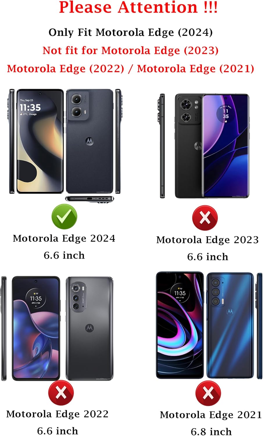 for Motorola Edge 2024 Case with Camera Lens Cover Screen Protector, Dual Layer Military-Grade Drop Tested Magnetic Ring Holder Kickstand Protective Phone Case for Motorola Moto Edge 2024 (Navy Blue)