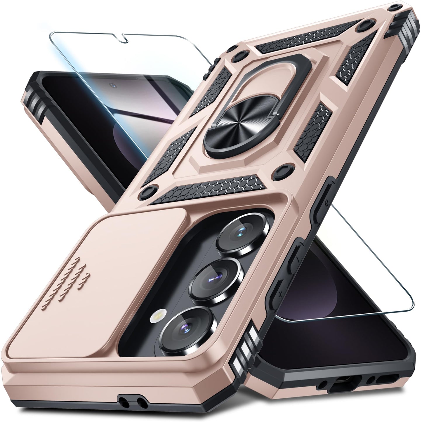 for Samsung Galaxy A37/A36 Case Built in Slide Camera Cover,Black
