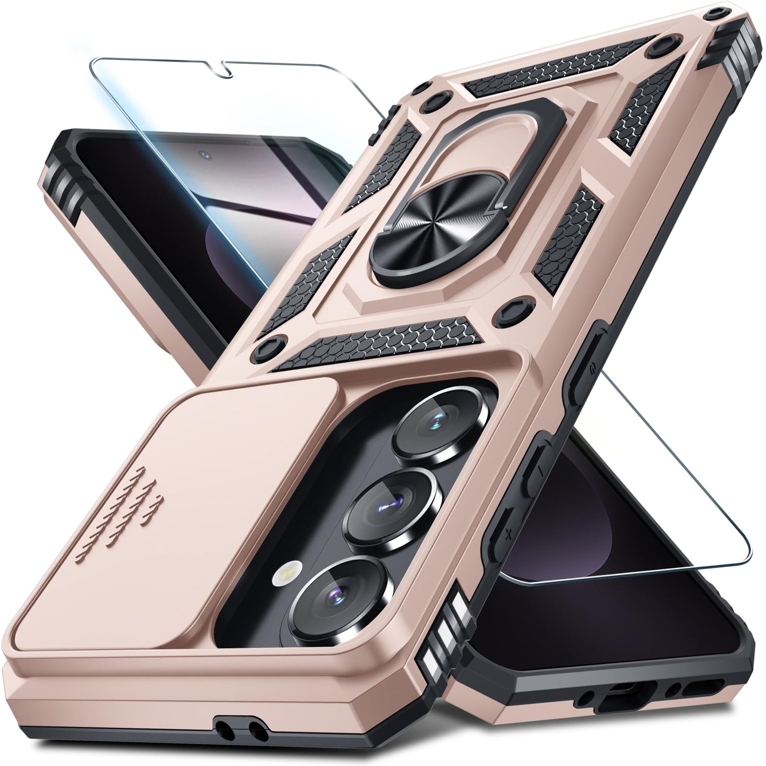 for Samsung Galaxy A37/A36 Case Built in Slide Camera Cover,Black