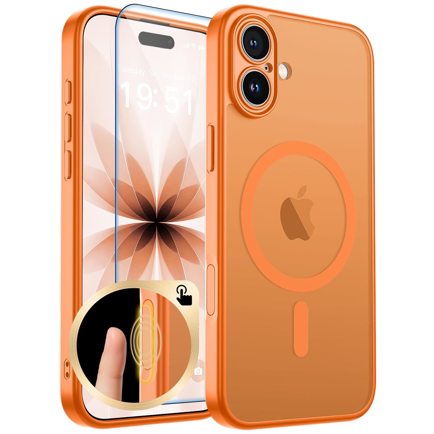 Magnetic for iPhone 17 Case, Upgraded [Camera Control Button] [Full Camera Protection] [with 1 Screen Protector] Translucent Matte Shockproof Protective Phone Cover, Mist Blue
