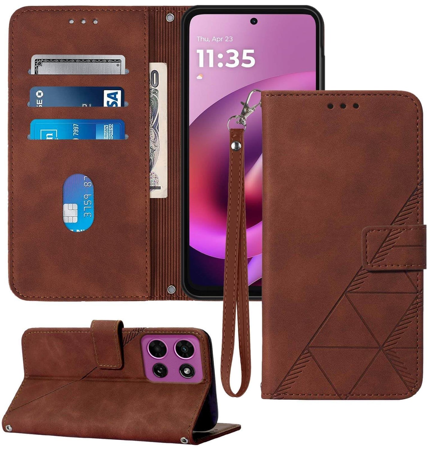 for Moto G Power 2026 Case Wallet, Card Holder Slots, Wrist Strap, TPU Interior Phone Protective, Stand PU Leather Flip Cases Cover for Moto G Power - 2026 (Black)