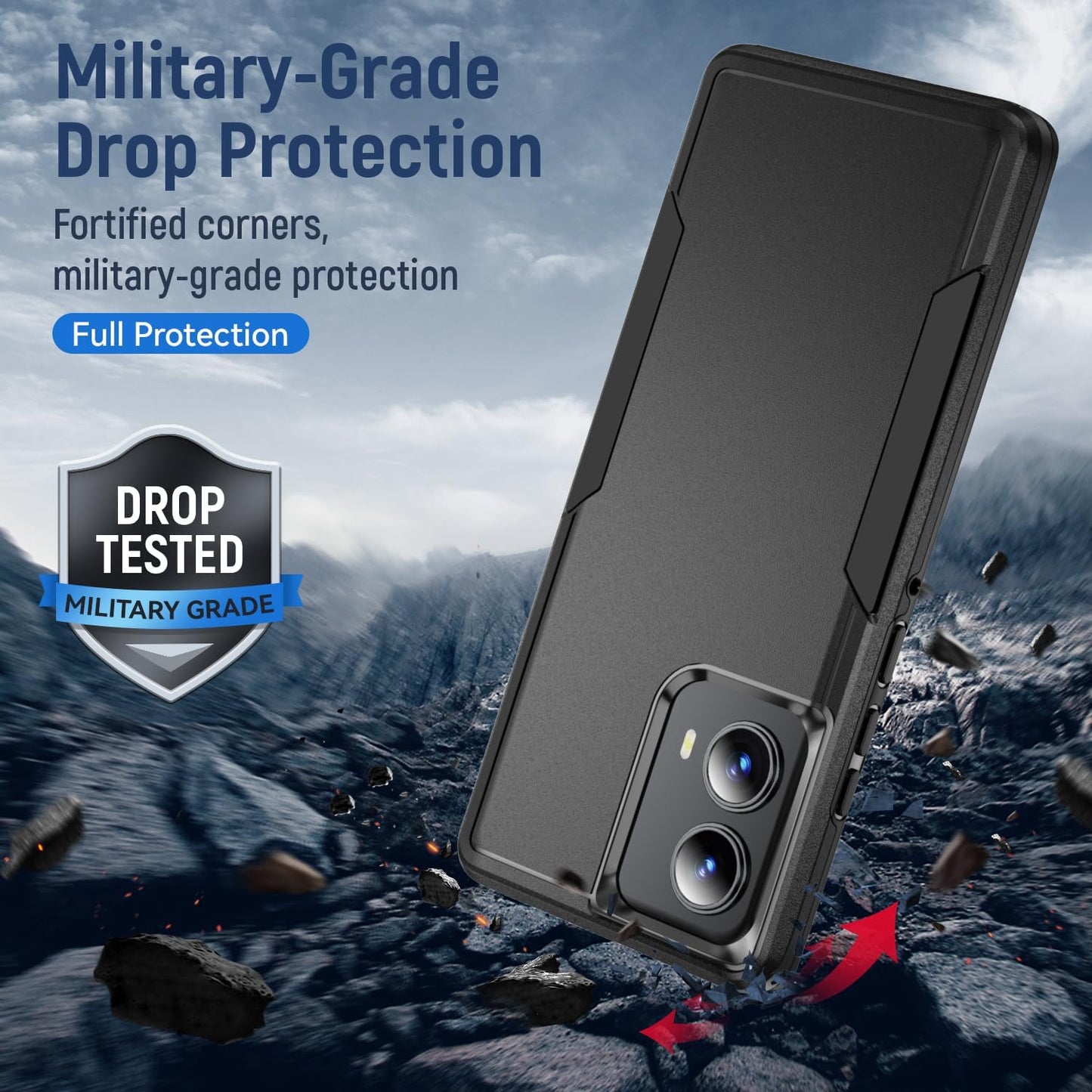 for Motorola Edge 2024 Case, with HD Screen Protector [Military Grade Drop Tested] Heavy-Duty Tough Rugged Shockproof Protective Case for Moto Edge 2024, Black