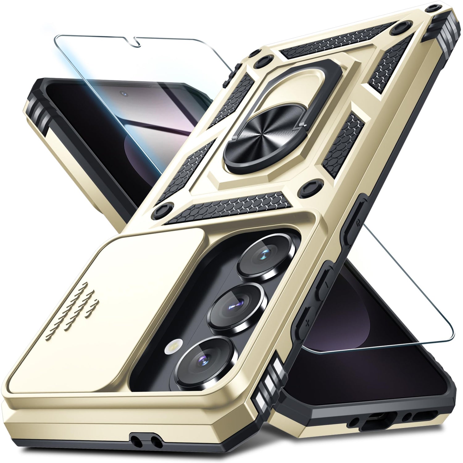 for Samsung Galaxy A37/A36 Case Built in Slide Camera Cover,Black