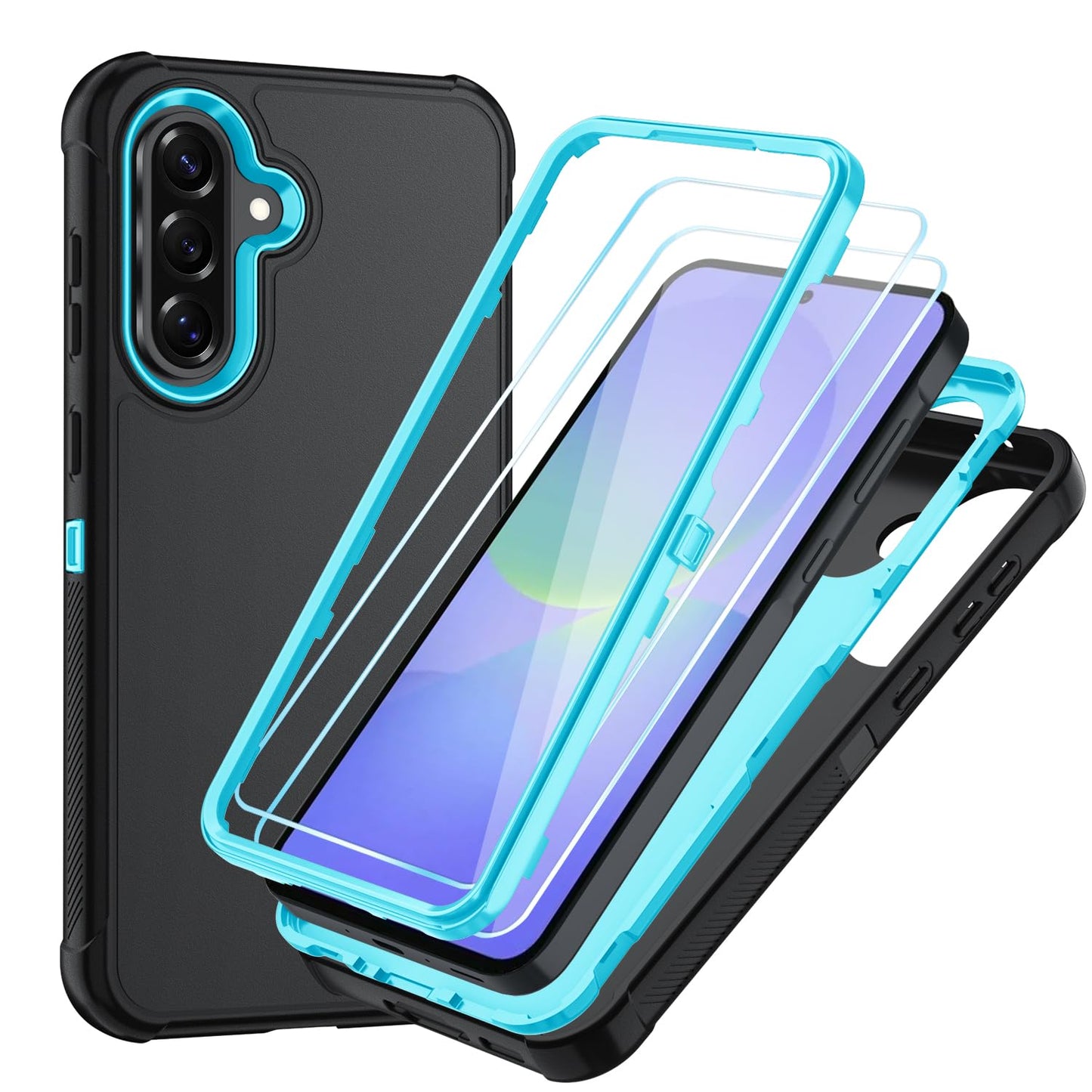 Case for Galaxy A25 5G Case, Samsung Galaxy A25 5G Case with HD Screen Protector [3 Layer] Military-Grade Heavy-Duty Shockproof Protective Phone Case for Samsung A25 5G,Black/Black