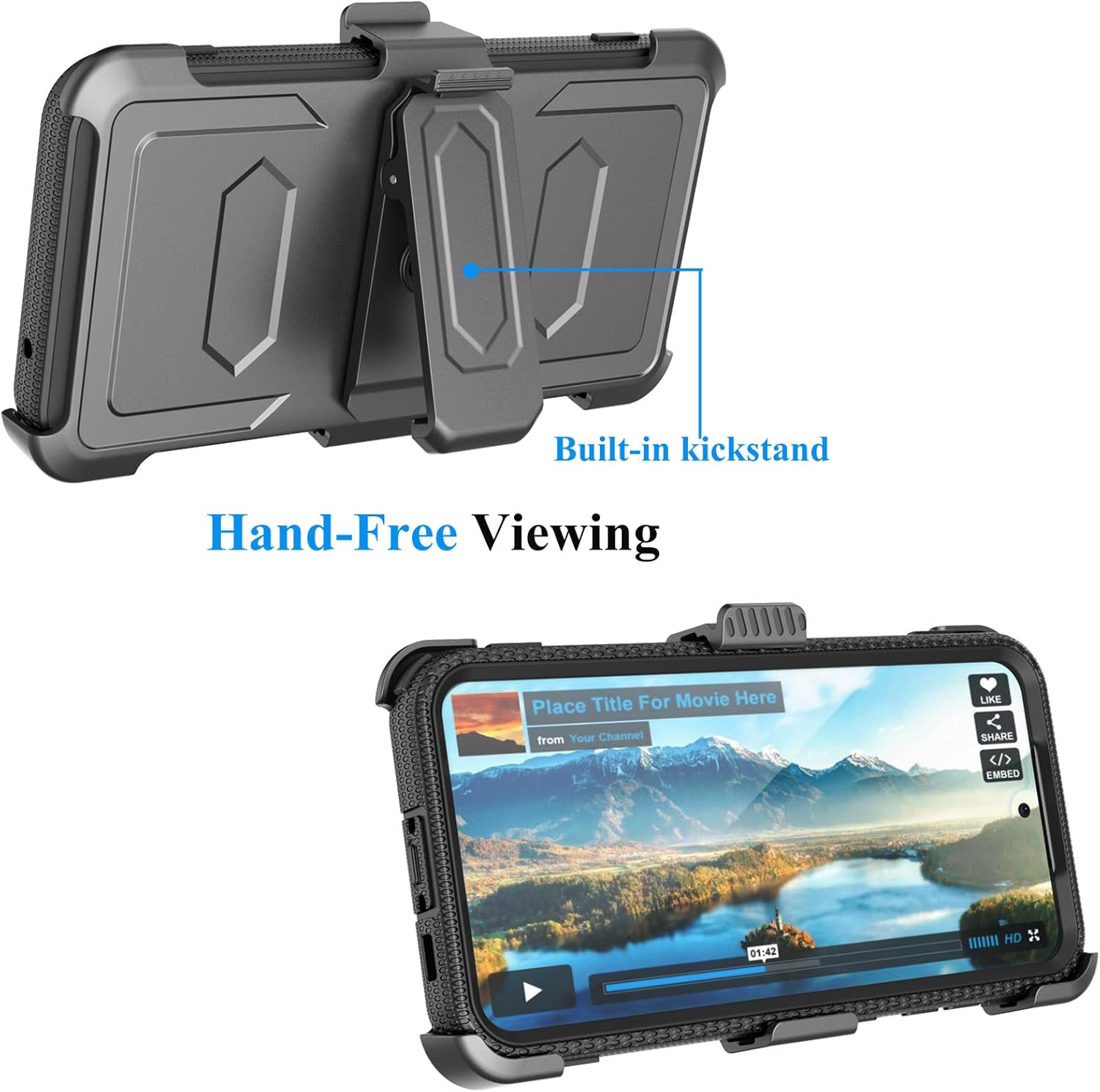Njjex Rugged Case for Samsung Galaxy S23 FE 5G, for Galaxy S23 FE 5G Case Phone Holster, [Nbeck] Heavy Duty Built-in Screen Protector Swivel Holster Belt Clip Kickstand Hard Shell Cover [Black]