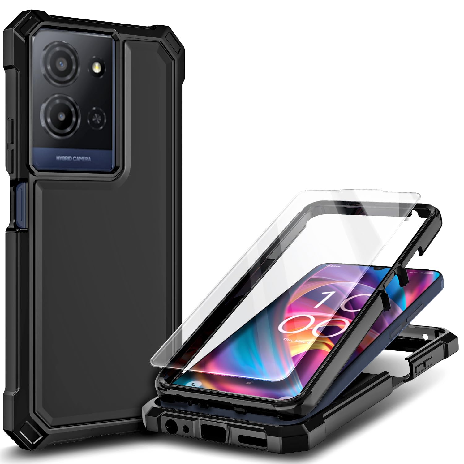 for TCL NXTPAPER 70 Pro Case, Shockproof Cover, Glitter Aqua/Purple