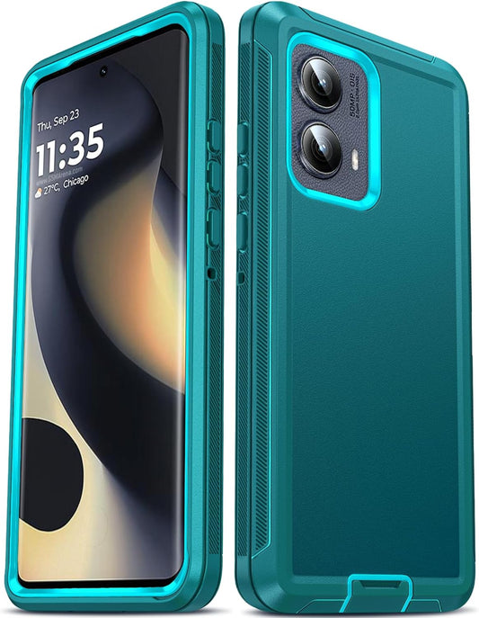 LeYi for Motorola-Edge-2024 Case: Moto Edge-2024 Cover【NOT FIT Edge 50/ G 5G 2024】 3 in 1 Rugged, Military Grade Dust Drop Shockproof Protective Cell Phone Android Funda para Edge2024 6.6", Teal