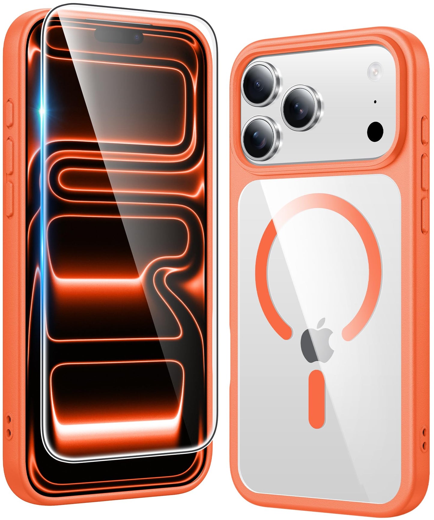 FNTCASE for iPhone 17 Case Clear: Magnetic Phone Cases with Screen Protector Drop Proof Compatible with Magsafe Slim Anti Yellowing Rugged Shockproof Protective Transparent Cell Cover (A-Clear)